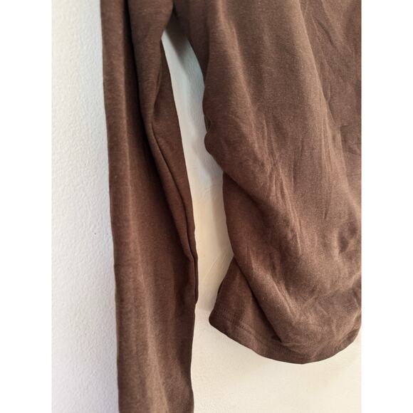 NWT OGL Modern Side Ruched Boatneck Brami Long Sleeve Top Espresso Size Large - Picture 4 of 7